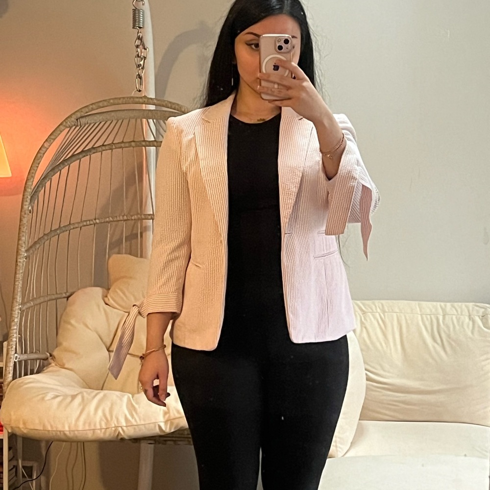 Anne Klein pink and white blazer